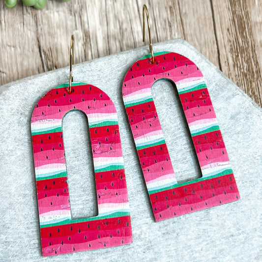 Watermelon Striped Arch Earrings