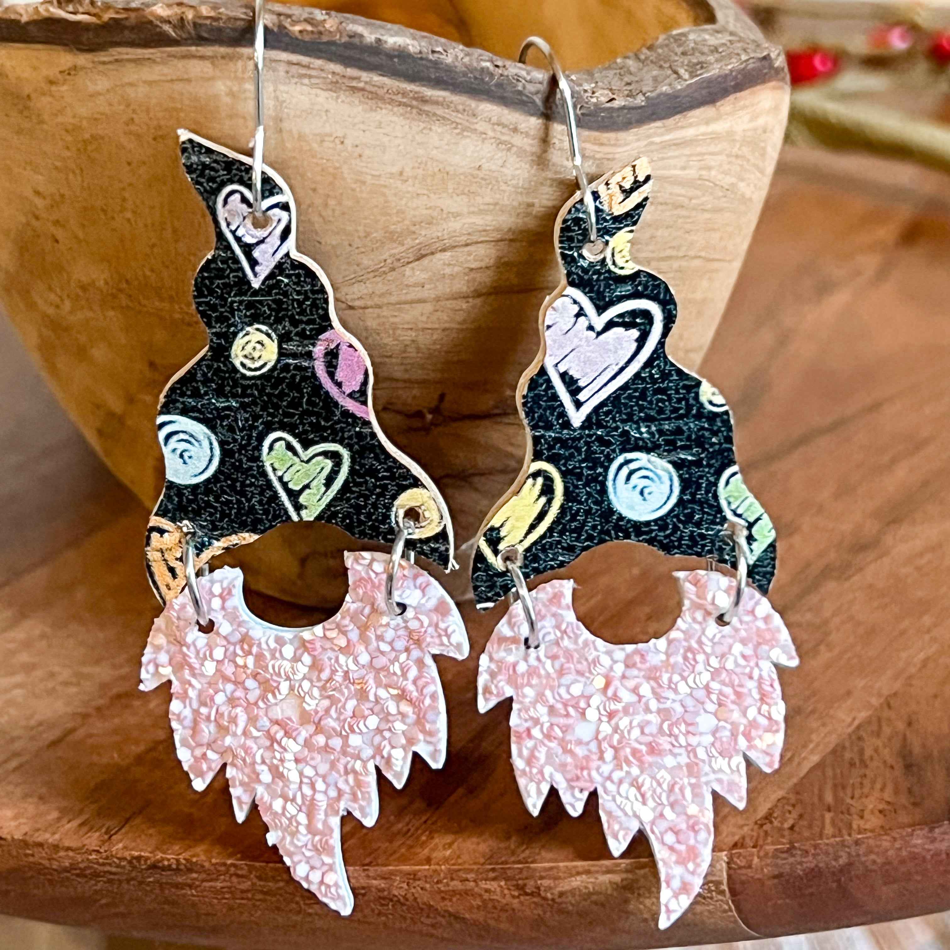 Chunky Bearded Valentine Gnome Earrings