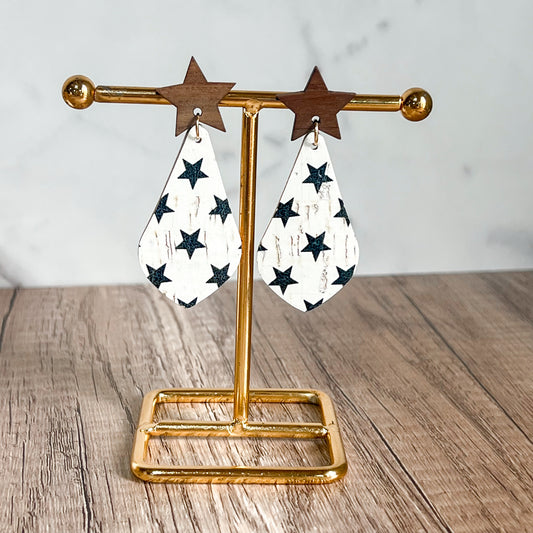 Distressed Star Teardrop Earrings