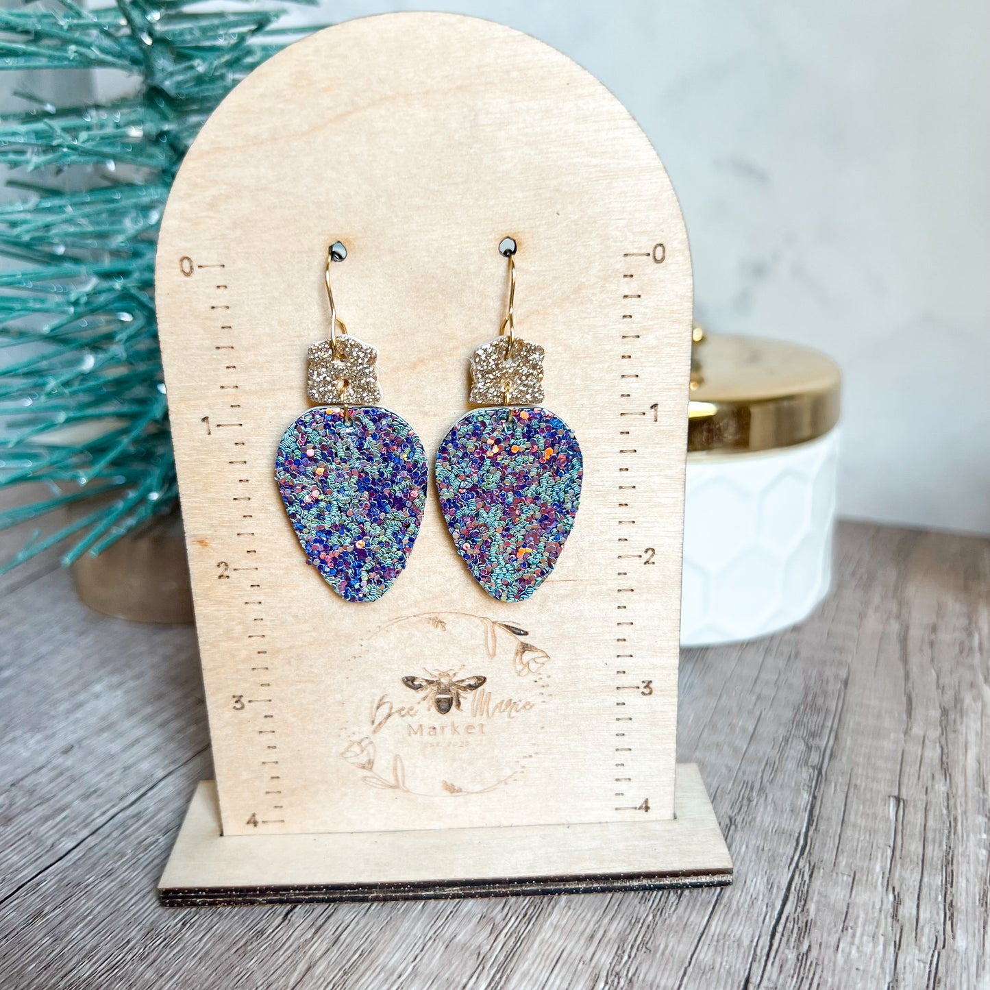 Mermaid Glitter Genuine Christmas Ornament Earrings