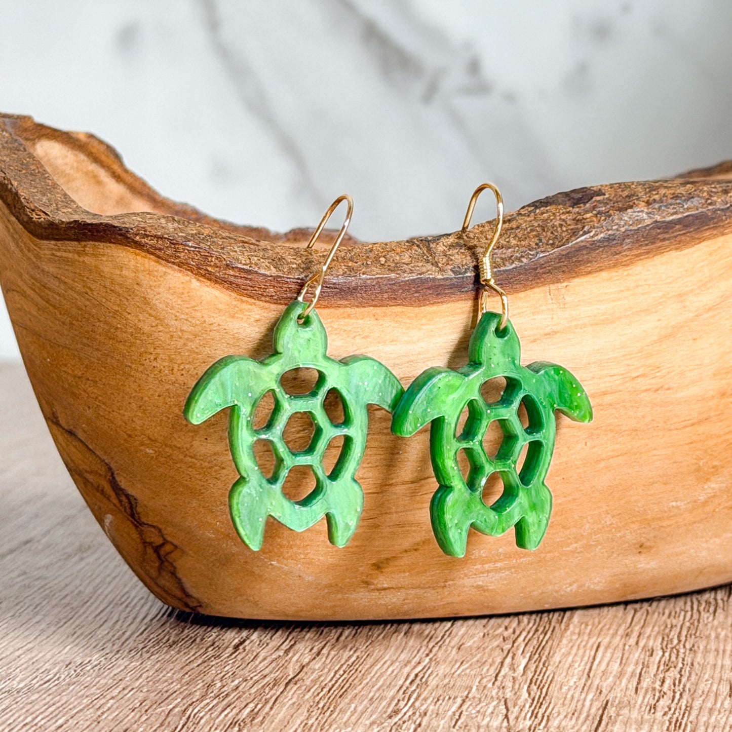Green Sea Turtle Acrylic Earrings