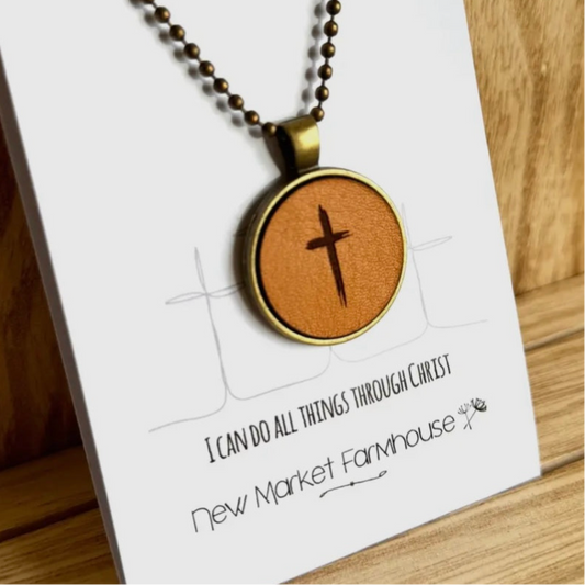 Thin Cross Leather Necklace