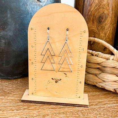 Silver Metal Christmas Tree Earrings