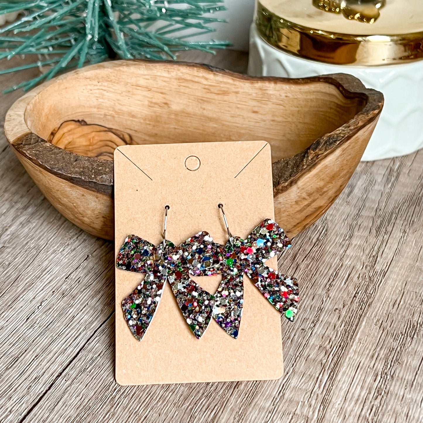 Fergie Glitter Bow Genuine Leather Earrings