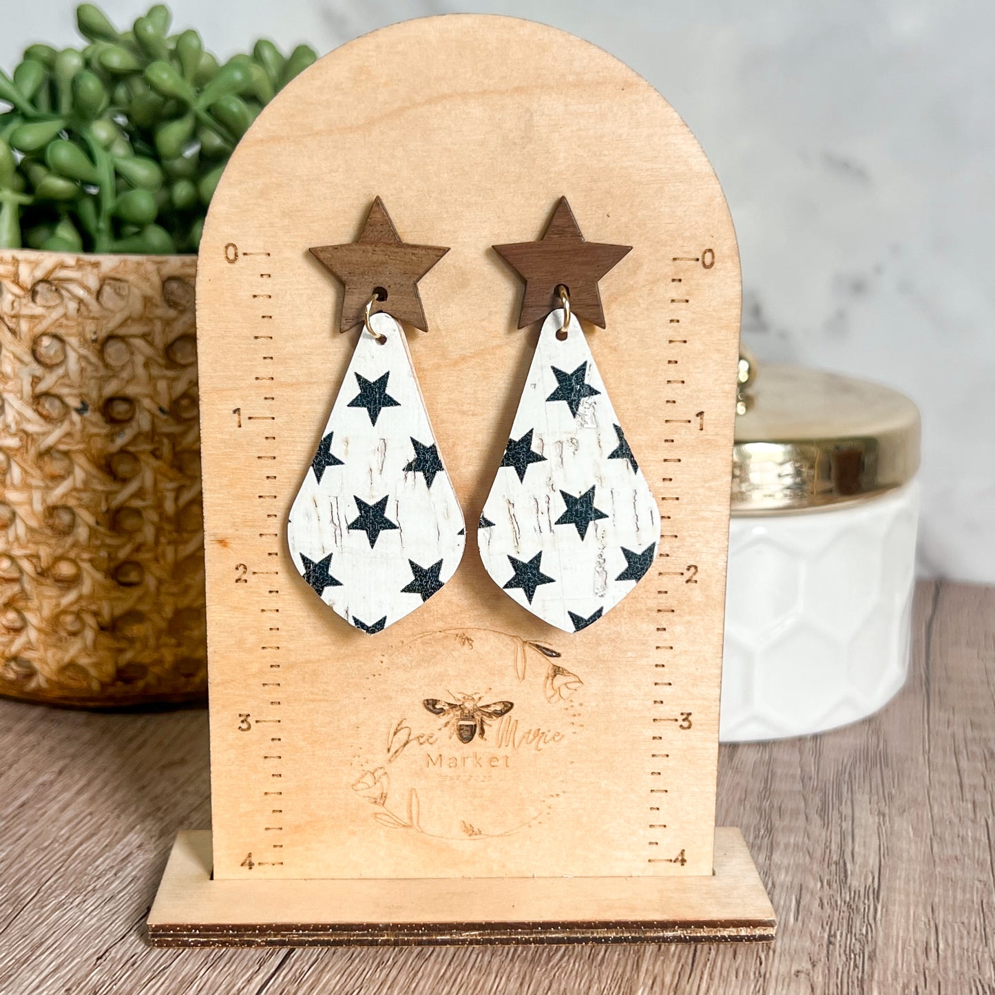 Distressed Star Teardrop Earrings