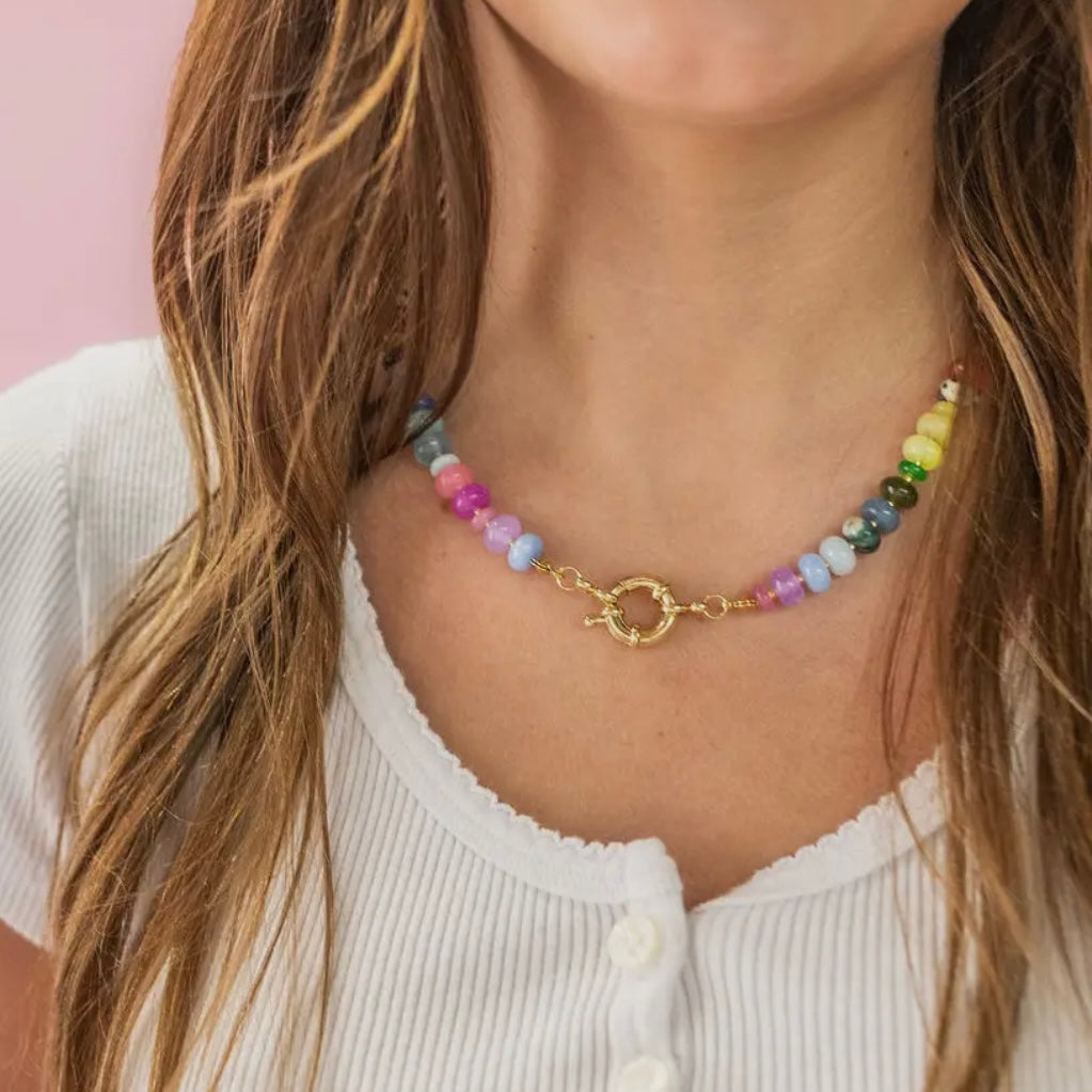 Rainbow Gemstone Bead Necklace