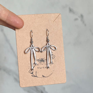 Dana Silver Bow Heart Earrings