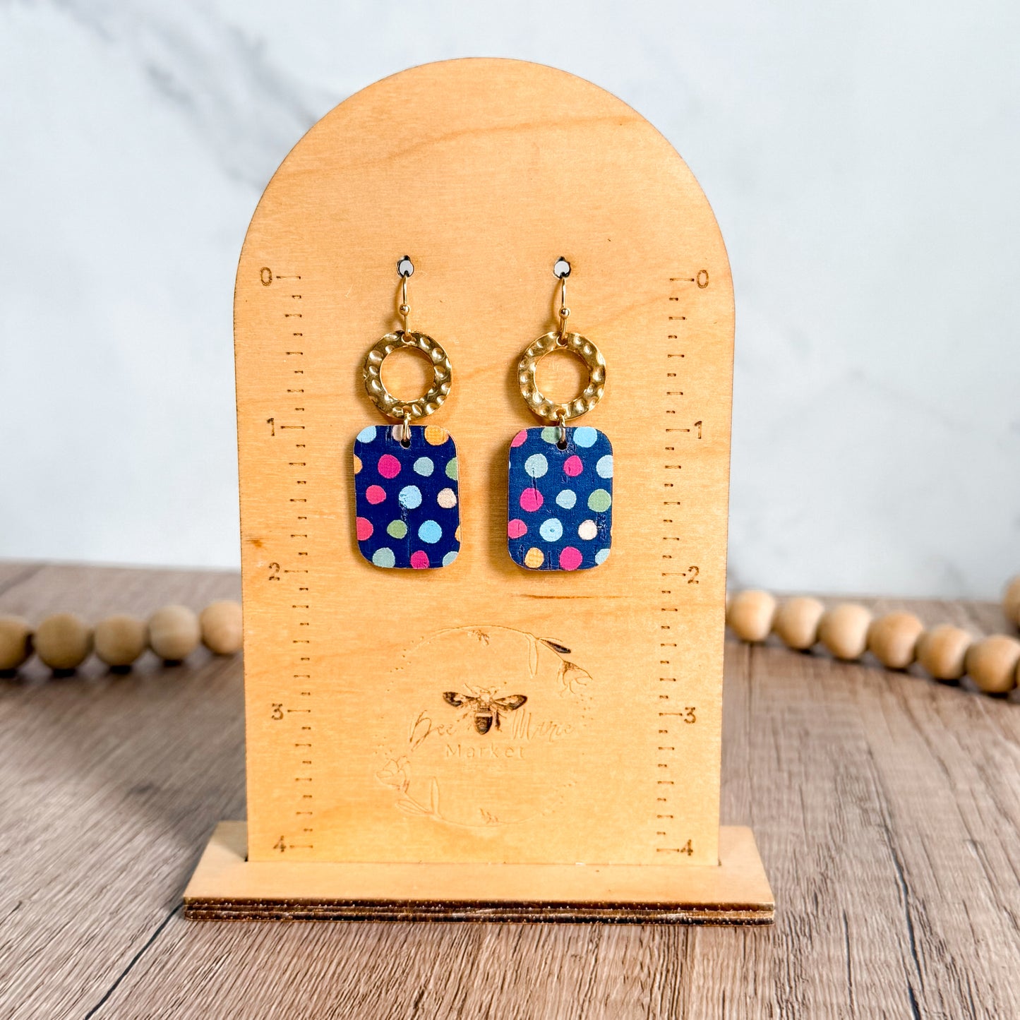 Confetti Dot Leather Drop Earrings