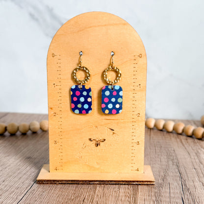 Confetti Dot Leather Drop Earrings