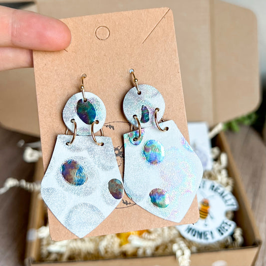 Metallic Abalone Puddle Earrings