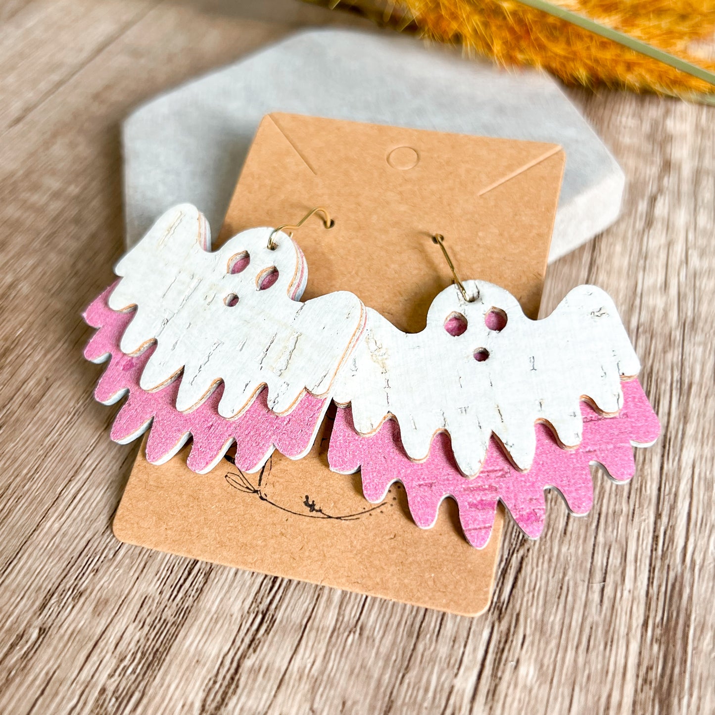 Pink Ghost Sheet Earrings