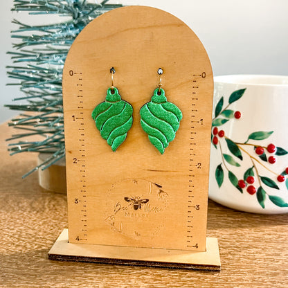 Green Swirl Embossed Ornament Earrings