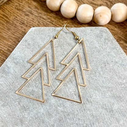 Gold Metal Christmas Tree Earrings