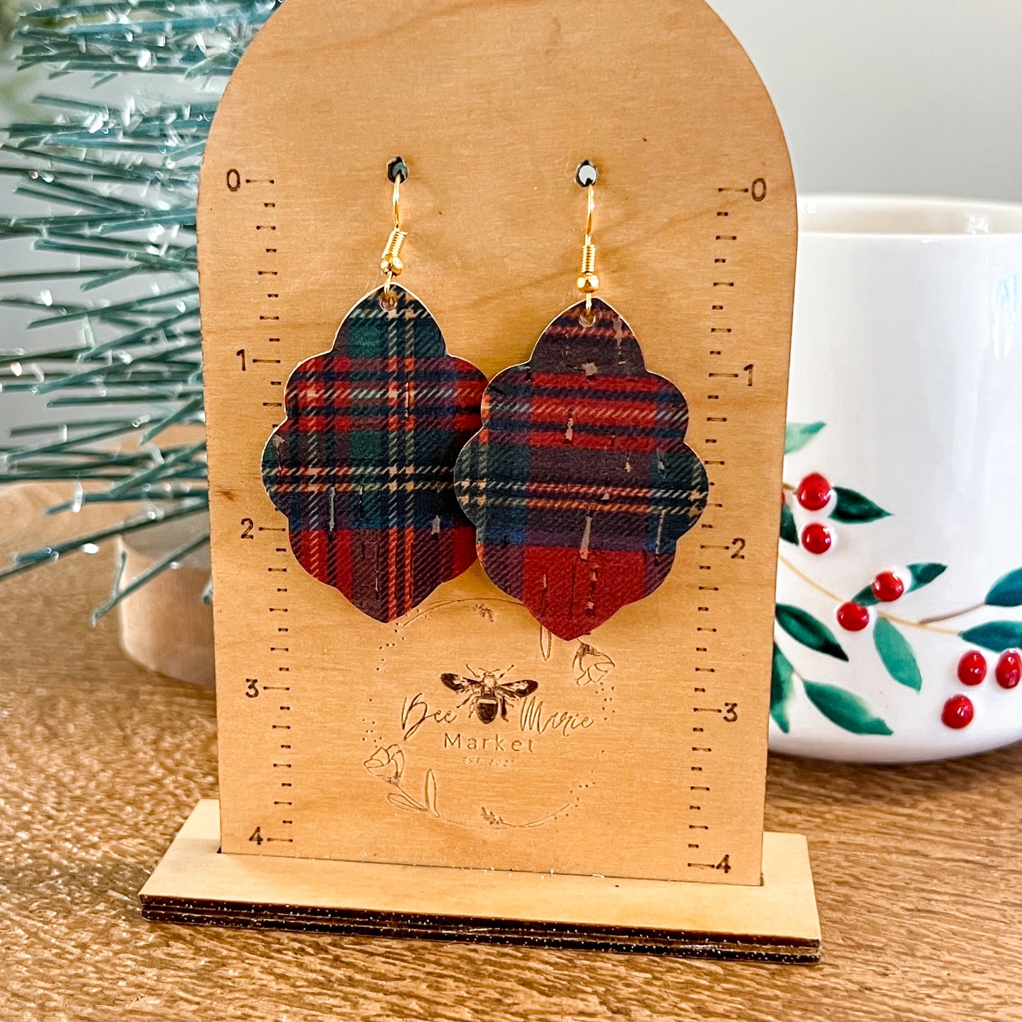 Holiday Plaid Ruffle Earrings