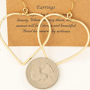 Gold Hammered Heart Earrings