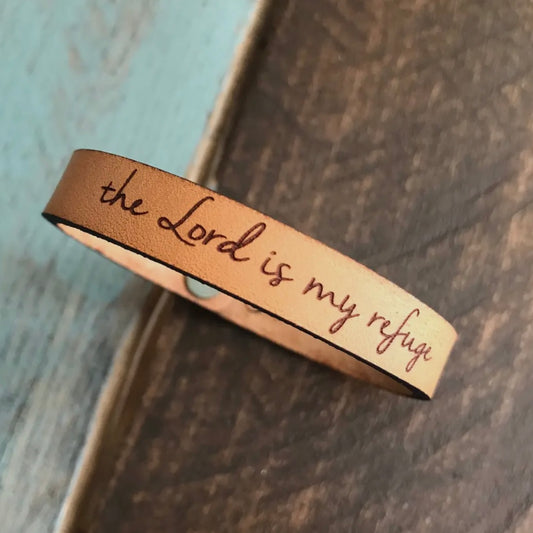 The Lord is My Refuge Leather Bracelet