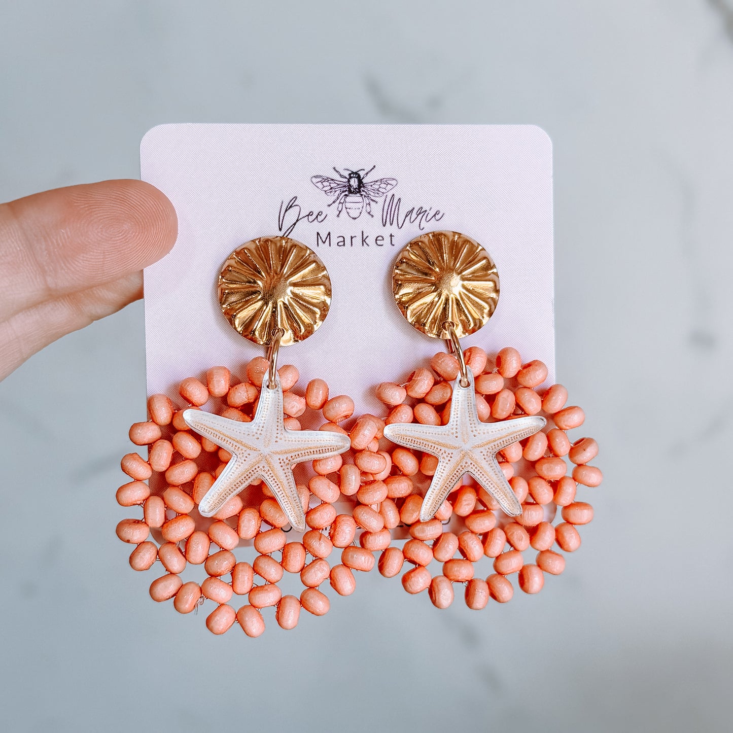 Coral Coast Beaded Statement Earrings