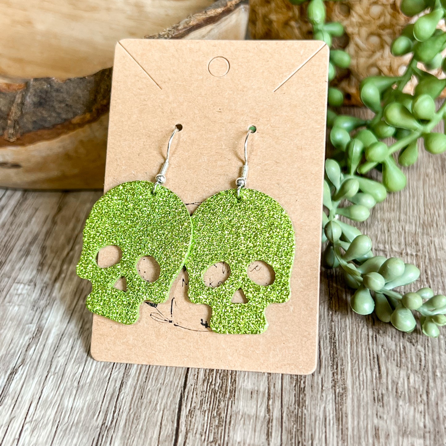 Handmade Genuine Leather Skull Earrings