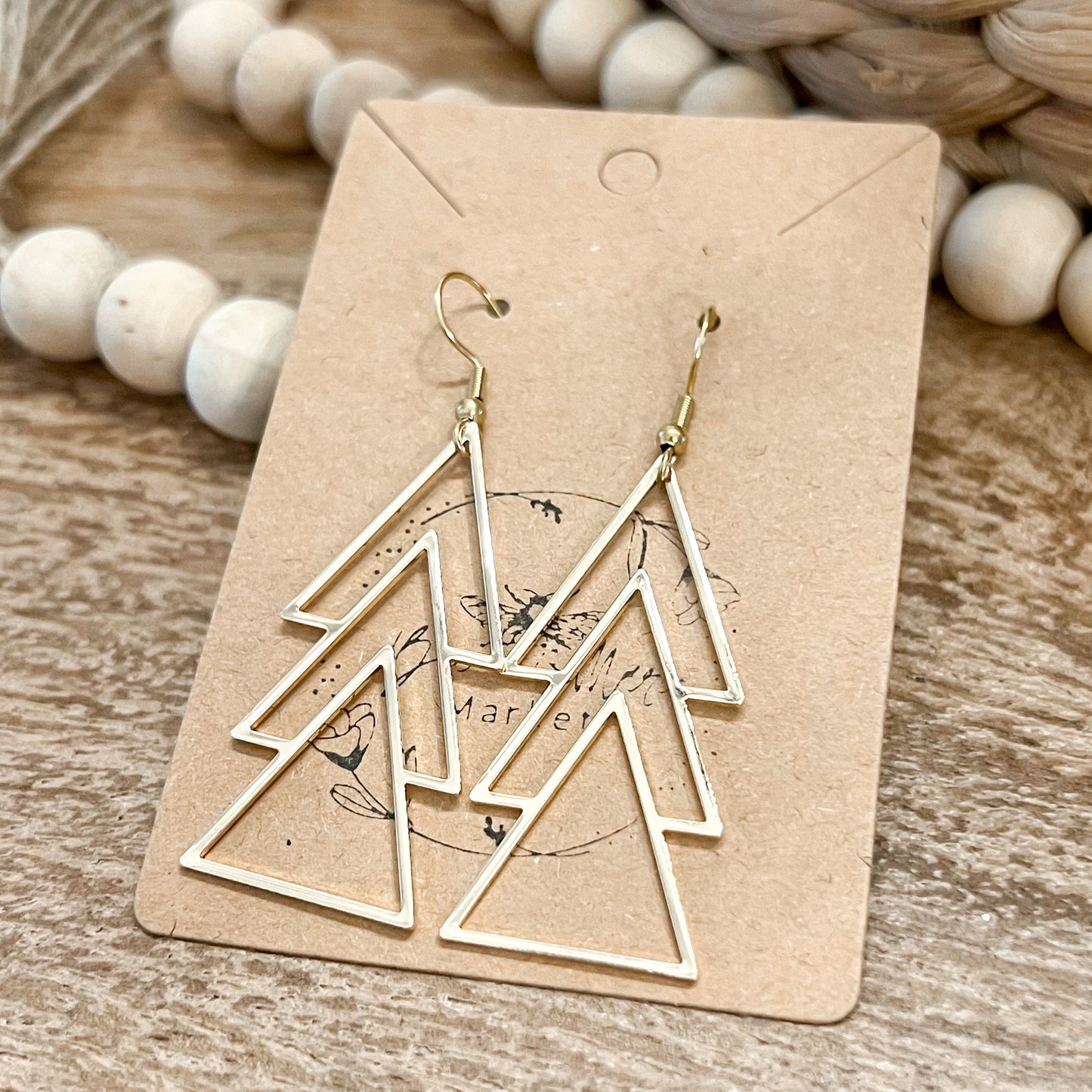 Gold Metal Christmas Tree Earrings