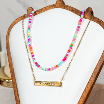 Rainbow Sprinkles Seed Bead Necklace