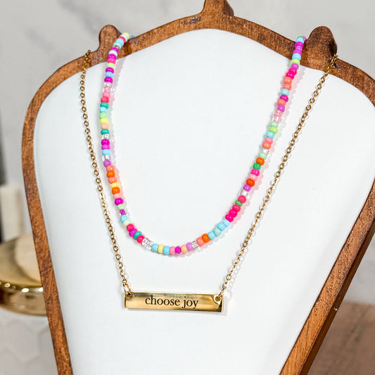 Rainbow Sprinkles Seed Bead Necklace