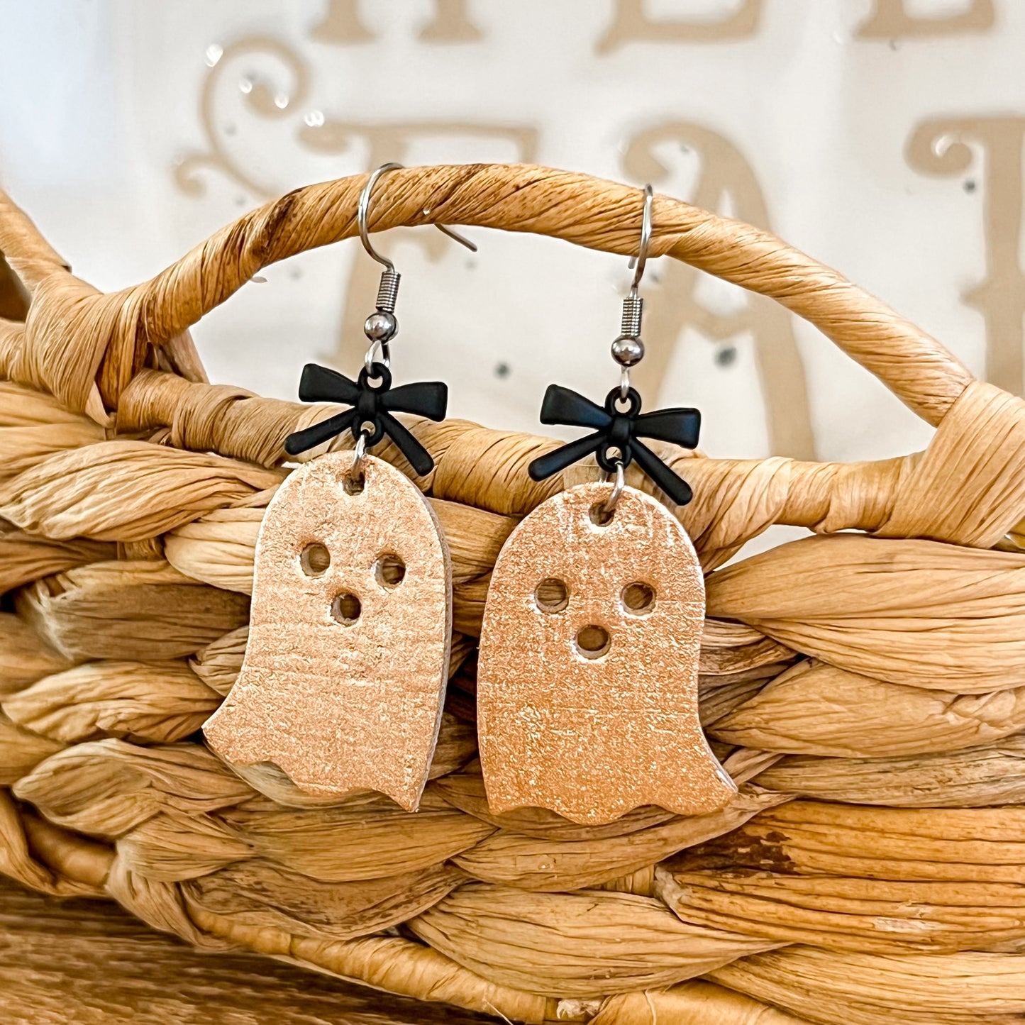 Rose Gold Shimmer Ghost Earrings