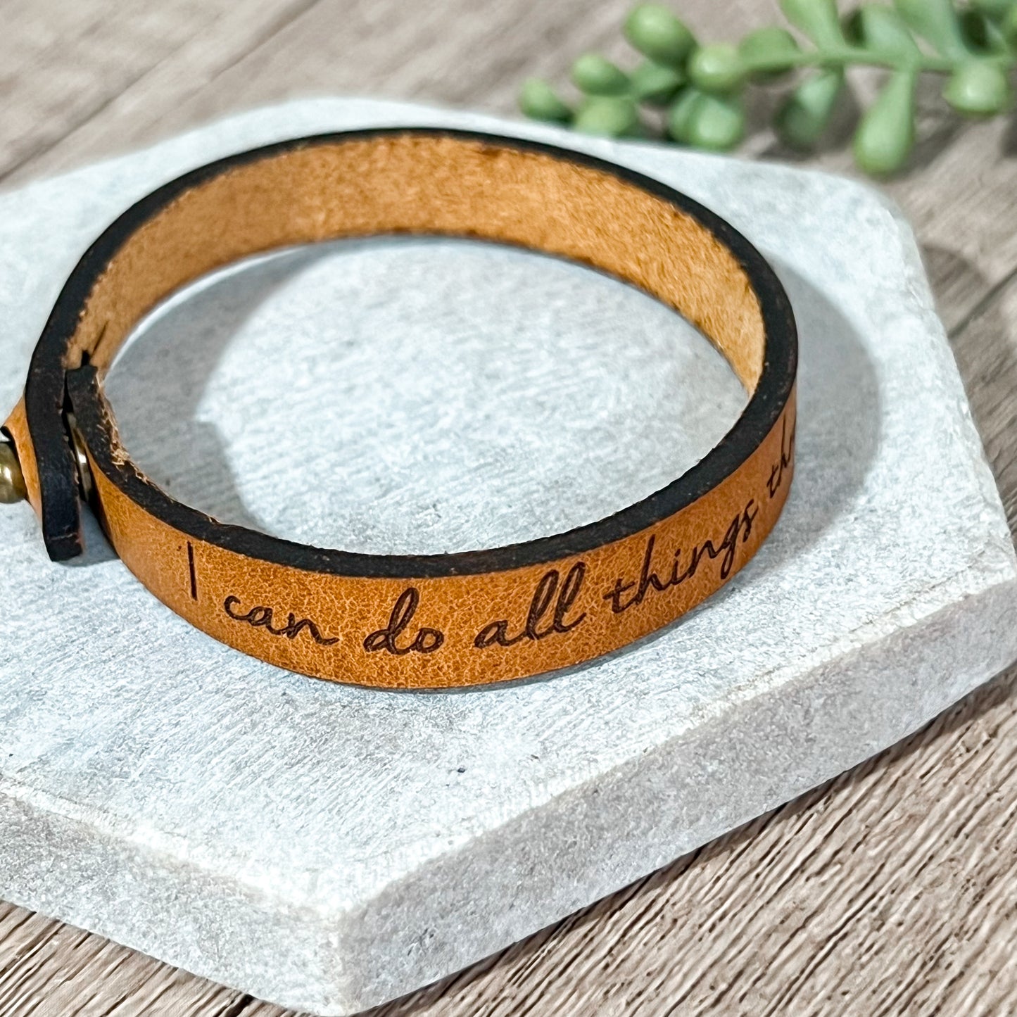“I Can Do All Things Through Christ” Leather Bracelet