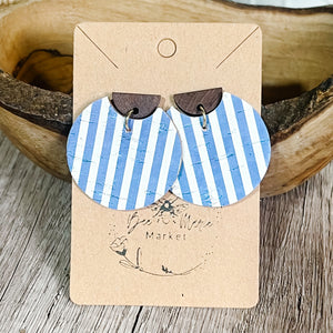 Sail Away White & Blue Stripe Stud Drops