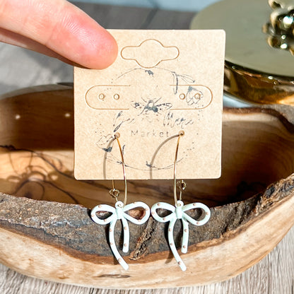 Darla White & Tan Polka Dot Hoop Earrings