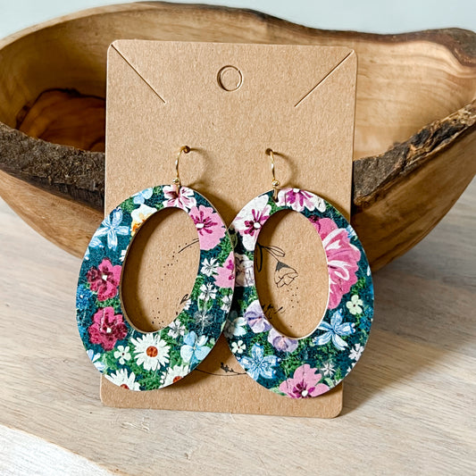 Wildflower Leather Hoop Earrings