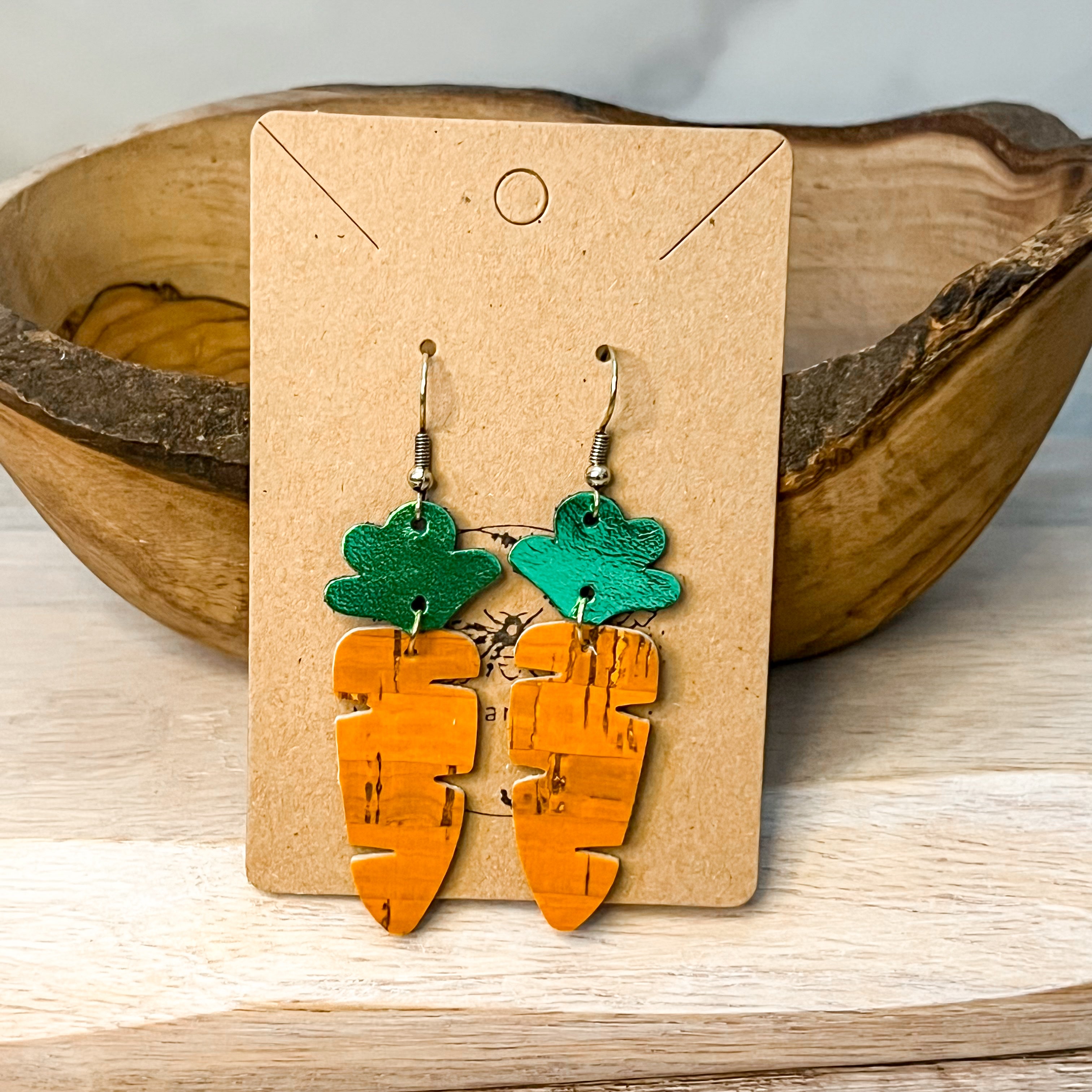 Leather Carrot Earrings