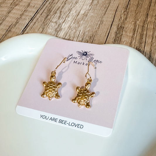 Waterproof Sea Turtle Earrings - Silver or Gold