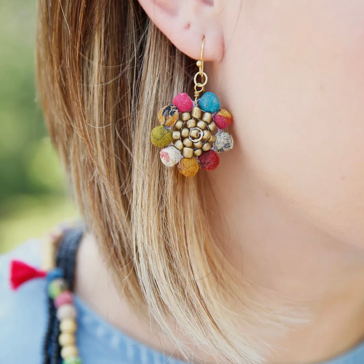 Handmade Beaded Sunflower Earrings