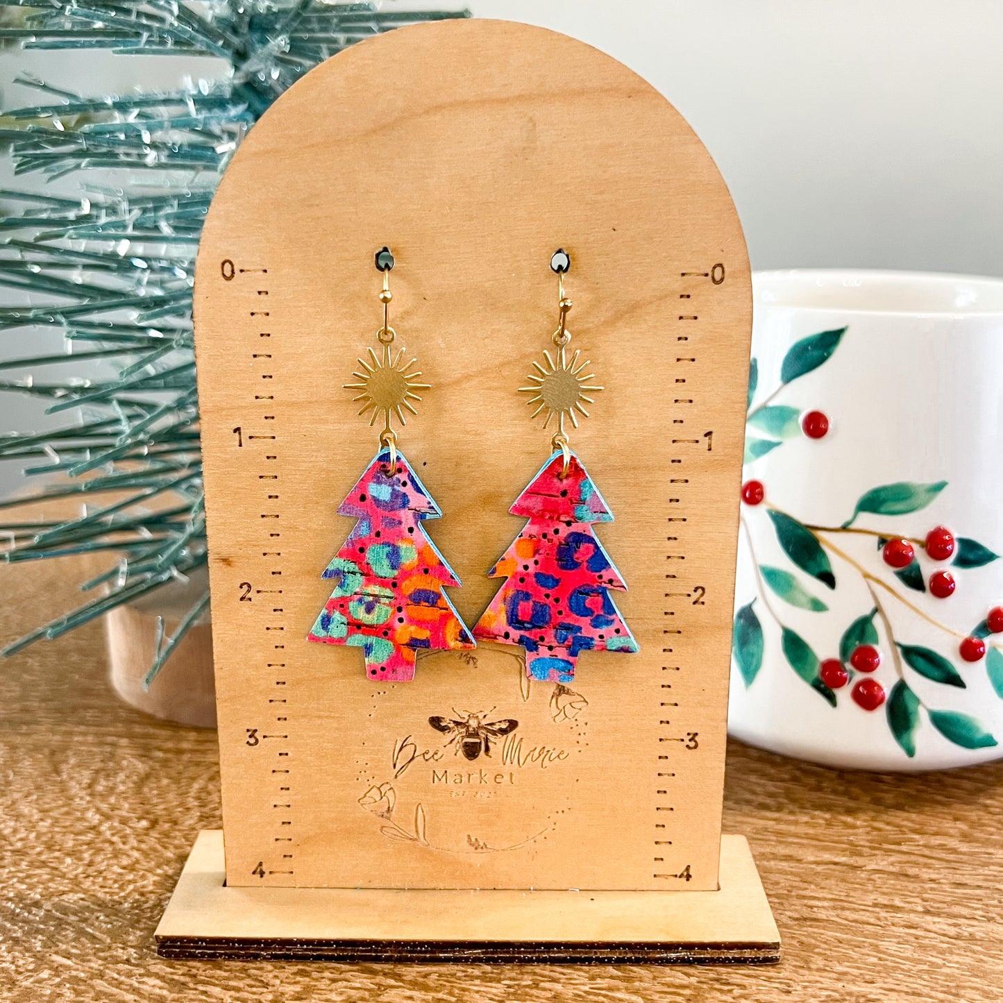 Hot Pink Animal Print & Star Christmas Trees