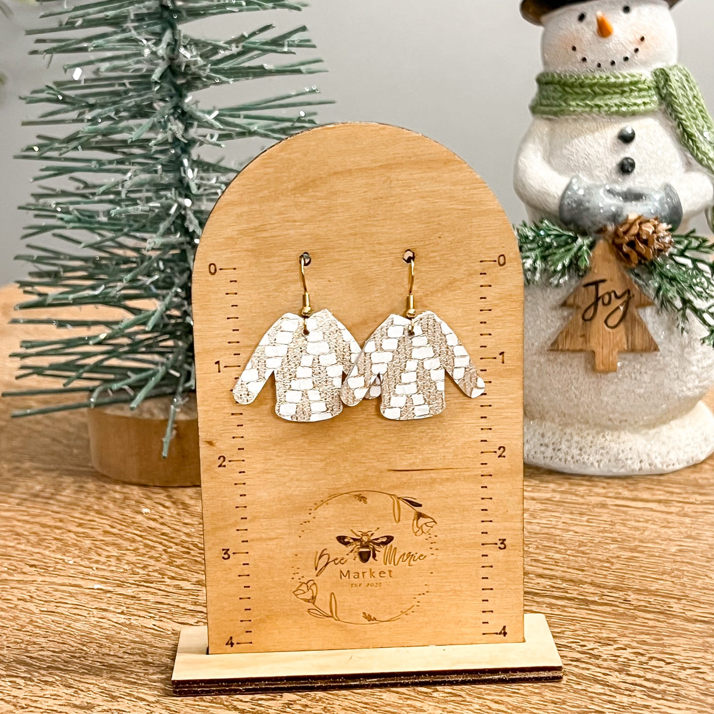 Gold Woven Ugly Christmas Sweater Earrings