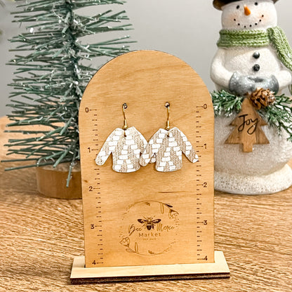 Gold Woven Ugly Christmas Sweater Earrings