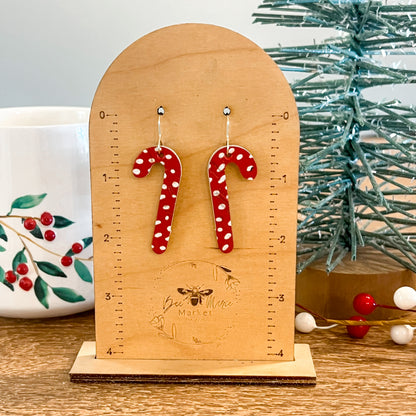 Peppermint Doodle Dot Candy Cane Earrings