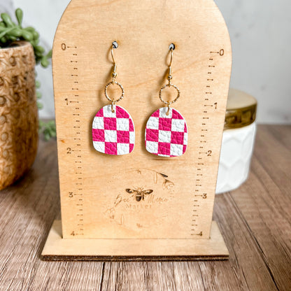 Hot Pink Checkerboard Earrings