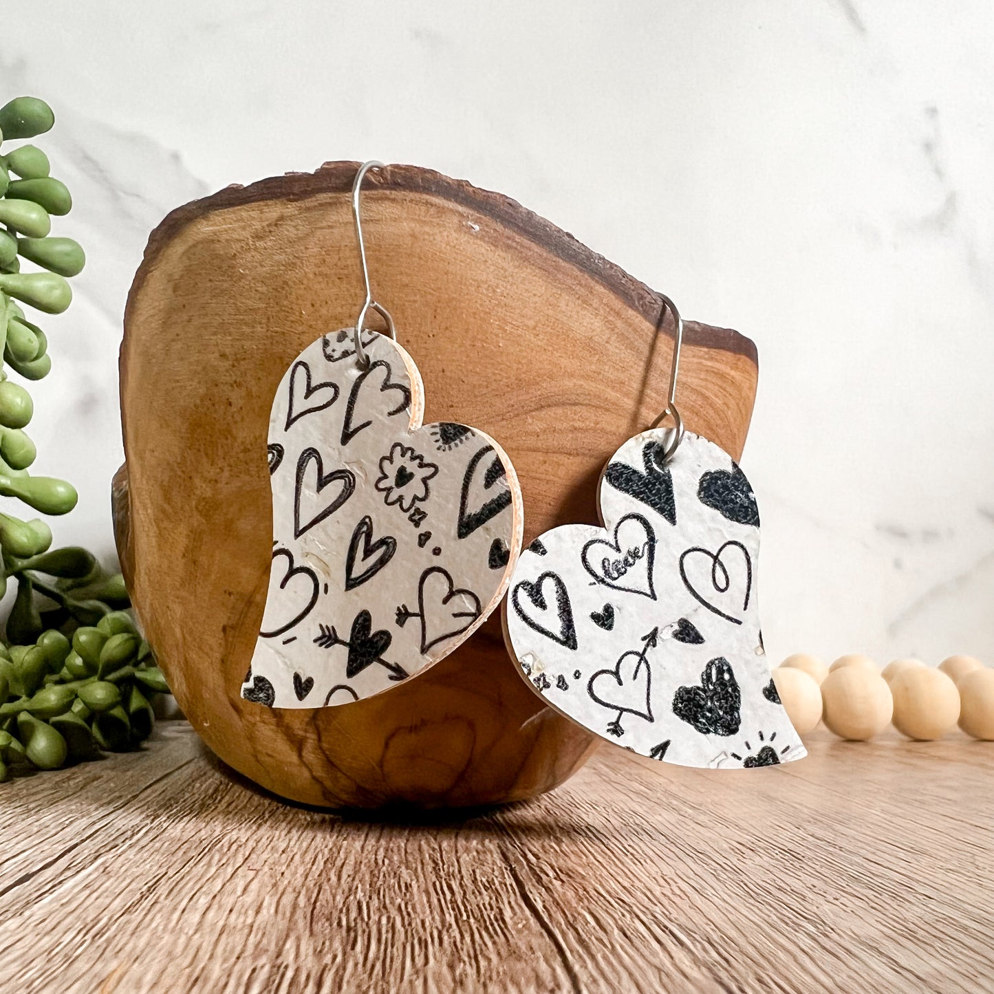 Doodle Slanted Heart Earrings