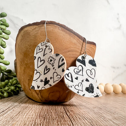 Doodle Slanted Heart Earrings