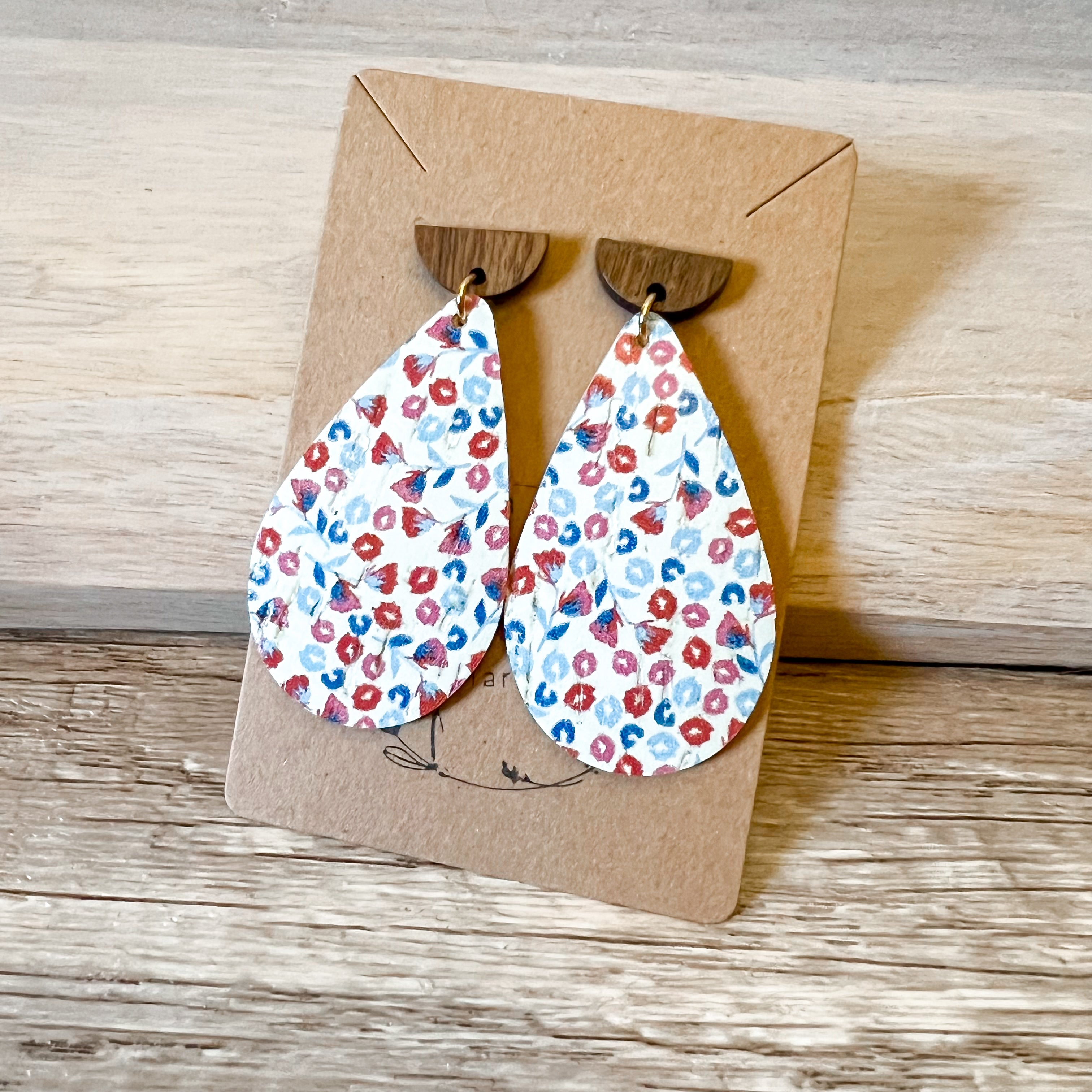 Reba Red White & Blue Handmade Teardrop Earring