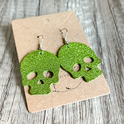 Handmade Genuine Leather Skull Earrings