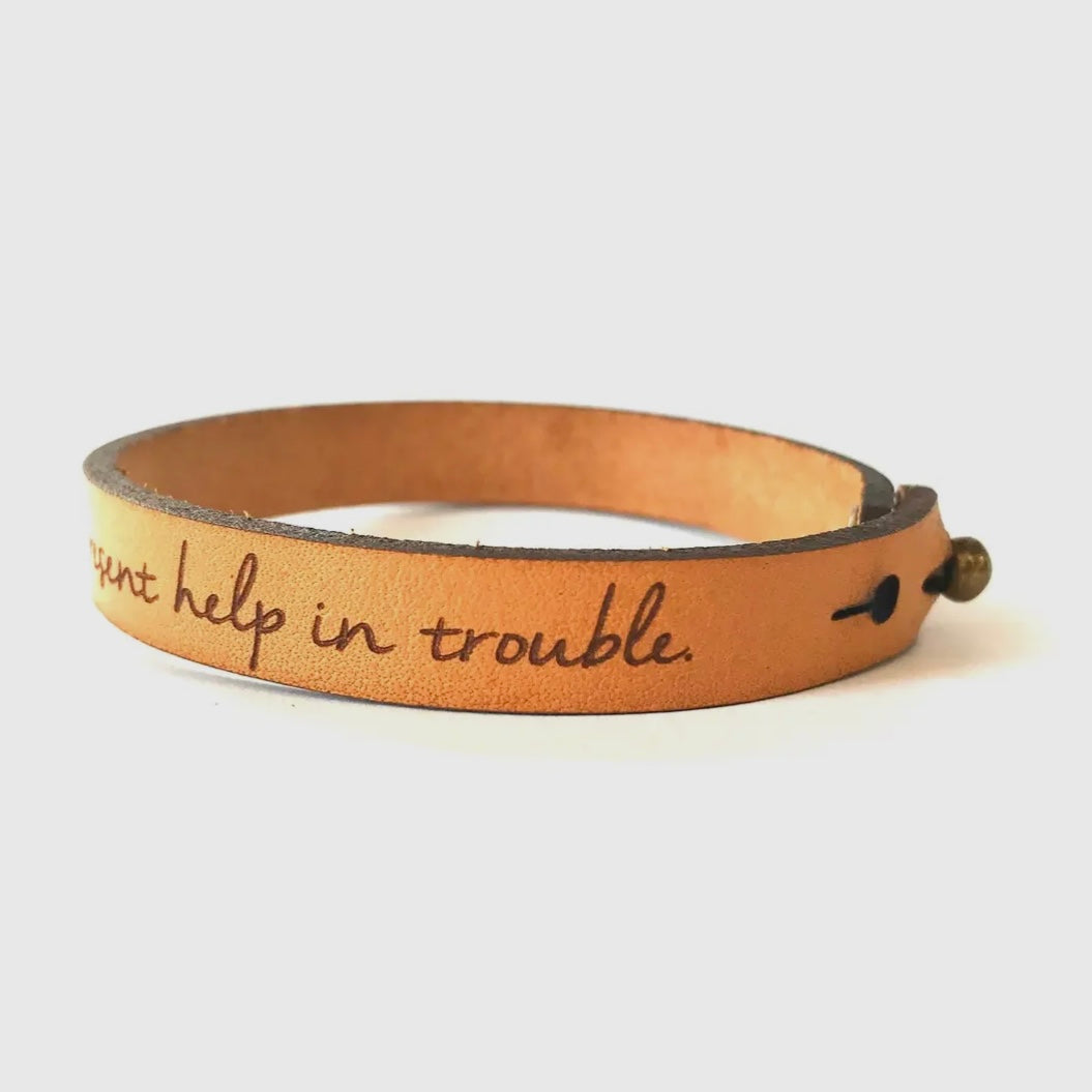 God is Our Refuge Psalm 46:1 Leather Bracelet