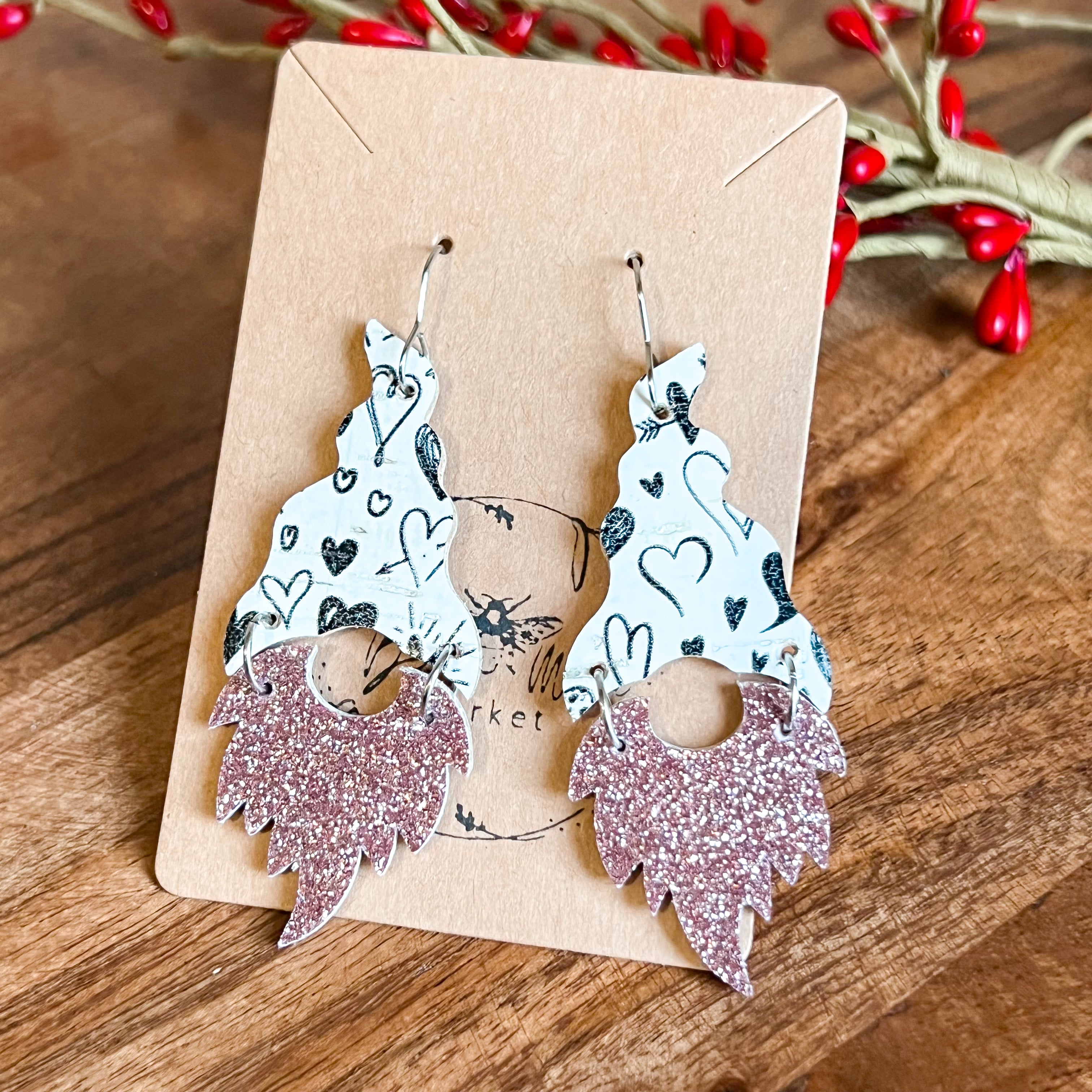 Fine Bearded Valentine Gnome Earrings