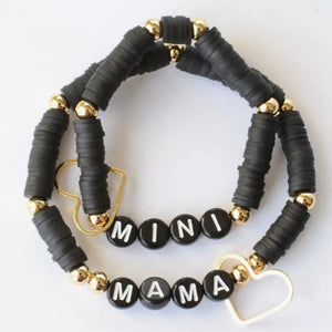 Black Mama & Mini Heart Bracelet Set