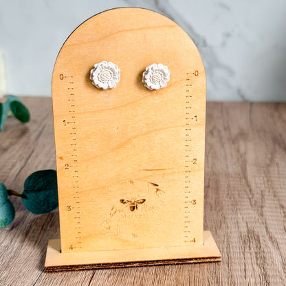 Cream Petal Clay Studs