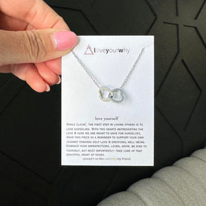 Silver Love Yourself Interlocking Hearts Necklace