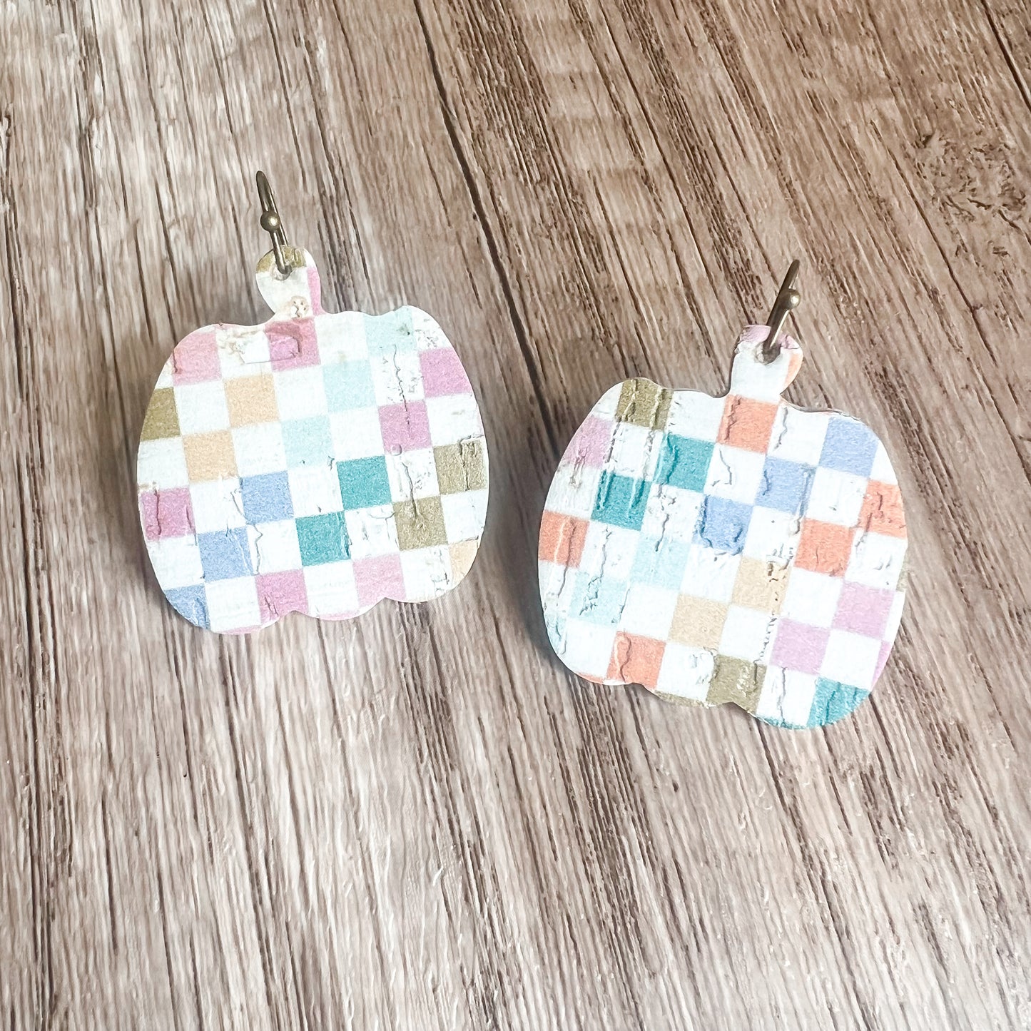 Colorful Checkered Pumpkin Earrings