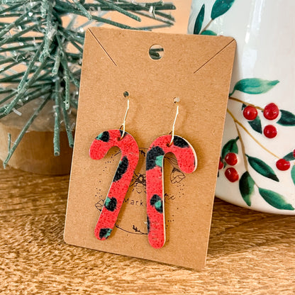Candy Cane Animal Print Earrings