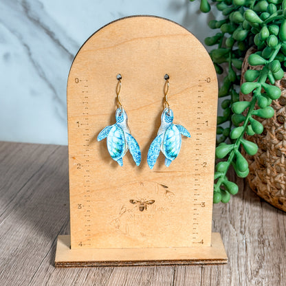 Blue Sea Turtle Acrylic Earrings